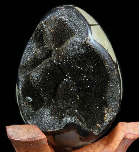 Septarian Dragon Egg Geode - Black Calcite Crystals #33990